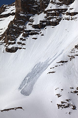 Image showing Snow slope with trace of avalanche