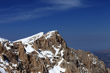 Image showing Top of snowy mountain in nice day