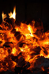 Image showing Glowing coals in the fireplace