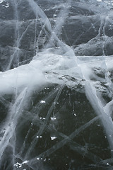 Image showing Cracked ice resambling the letter 