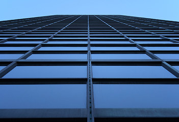 Image showing Glass-windowed skyscraper reaching the sky