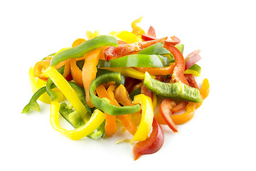 Image showing sliced of colorful sweet bell pepper