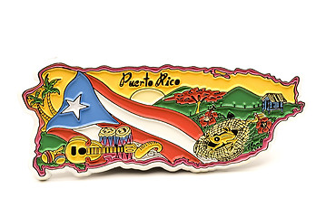 Image showing souvenir magnet of puerto rico in shape of the country map