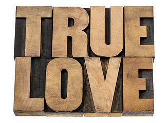 Image showing true love in wood type
