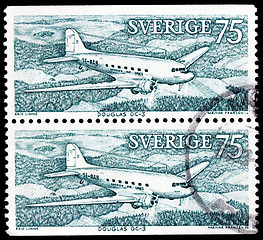 Image showing Two Airpplane Stamps