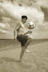 Image showing summer soccer on the beach