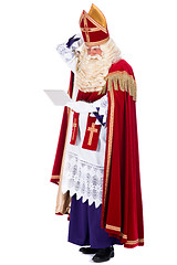 Image showing Sinterklaas with a tablet