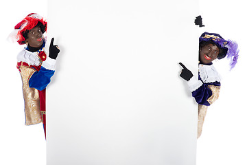 Image showing Zwarte Piet with a whiteboard, to put your own text on