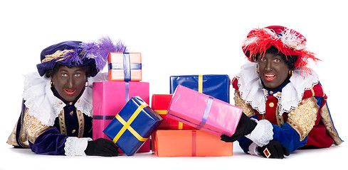 Image showing Zwarte Piet with a lot of presents