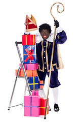 Image showing Zwarte Piet with presents