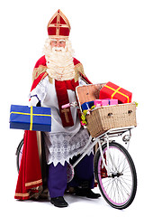 Image showing Sinterklaas on a bike