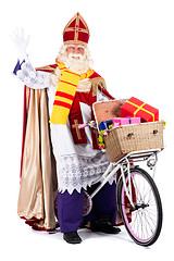 Image showing Sinterklaas on a bike