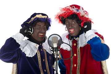 Image showing Zwarte Piet is singing