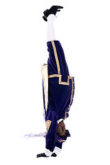 Image showing Zwarte Piet is doing a handstand