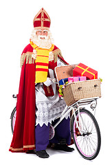Image showing Sinterklaas on a bike
