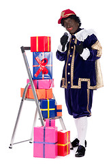 Image showing Zwarte Piet with presents