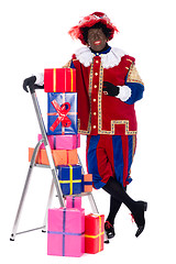 Image showing Zwarte Piet with presents