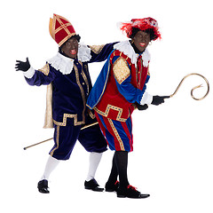Image showing Zwarte Piet and the staff of Sinterklaas