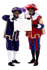 Image showing Zwarte Piet with a whiteboard, to put your own text on