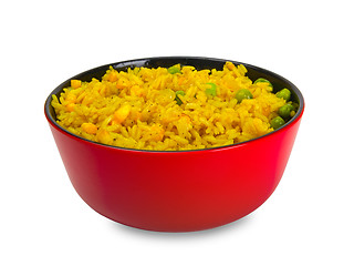 Image showing Bowl of rice with vegetables