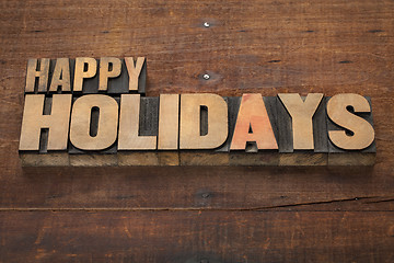 Image showing happy holidays in wood type