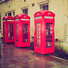 Image showing Vintage look London telephone box