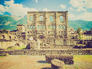 Image showing Retro look Roman Theatre Aosta