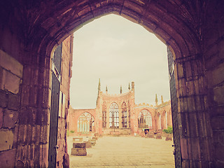 Image showing Retro look Coventry Cathedral ruins