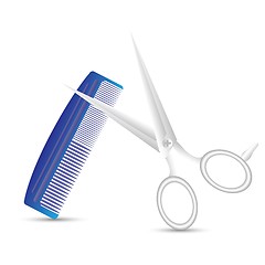 Image showing barber scissors and comb