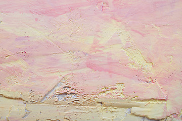 Image showing Wall with pink and yellow texture