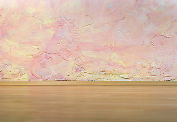 Image showing Wall with pink and yellow texture