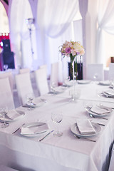 Image showing Tables decorated with flowers