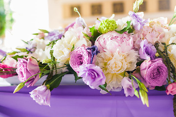 Image showing Tables decorated with flowers