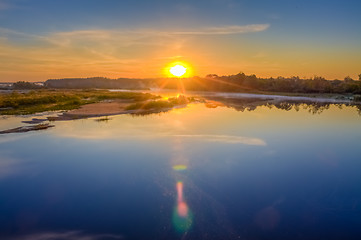 Image showing Beautiful Lake On Sunrise