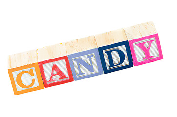 Image showing Baby blocks spelling candy