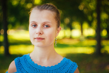 Image showing Beautiful young girl in the park 