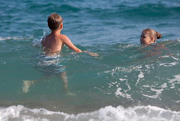 Image showing Happy in the sea