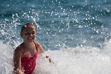 Image showing Happy girl and sea