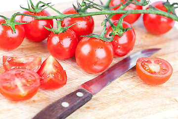 Image showing fresh tomatoes old knife 