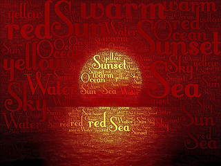Image showing sunset word text
