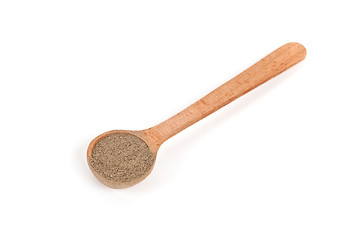 Image showing milled black pepper in wooden spoon