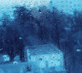 Image showing Water drops on glass