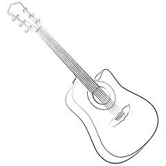 Image showing Acoustic guitar. Vector illustration colorless