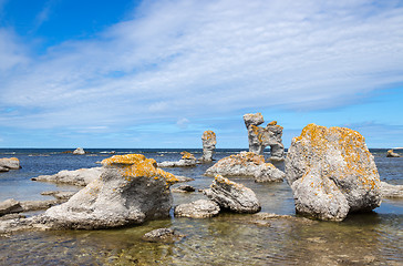 Image showing Limestone formations on the Swedish coastline