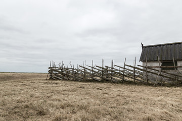 Image showing Old barn in the gloomy field