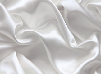 Image showing Smooth elegant white silk as wedding background 