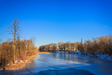 Image showing Cracked Ice On River In Spring