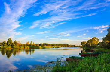 Image showing Clouds Reflection On Lake River