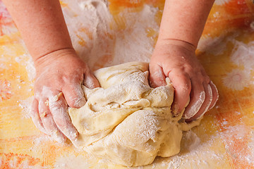 Image showing Dough And Hands Close Up 