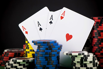 Image showing frame made of playing cards and poker chips